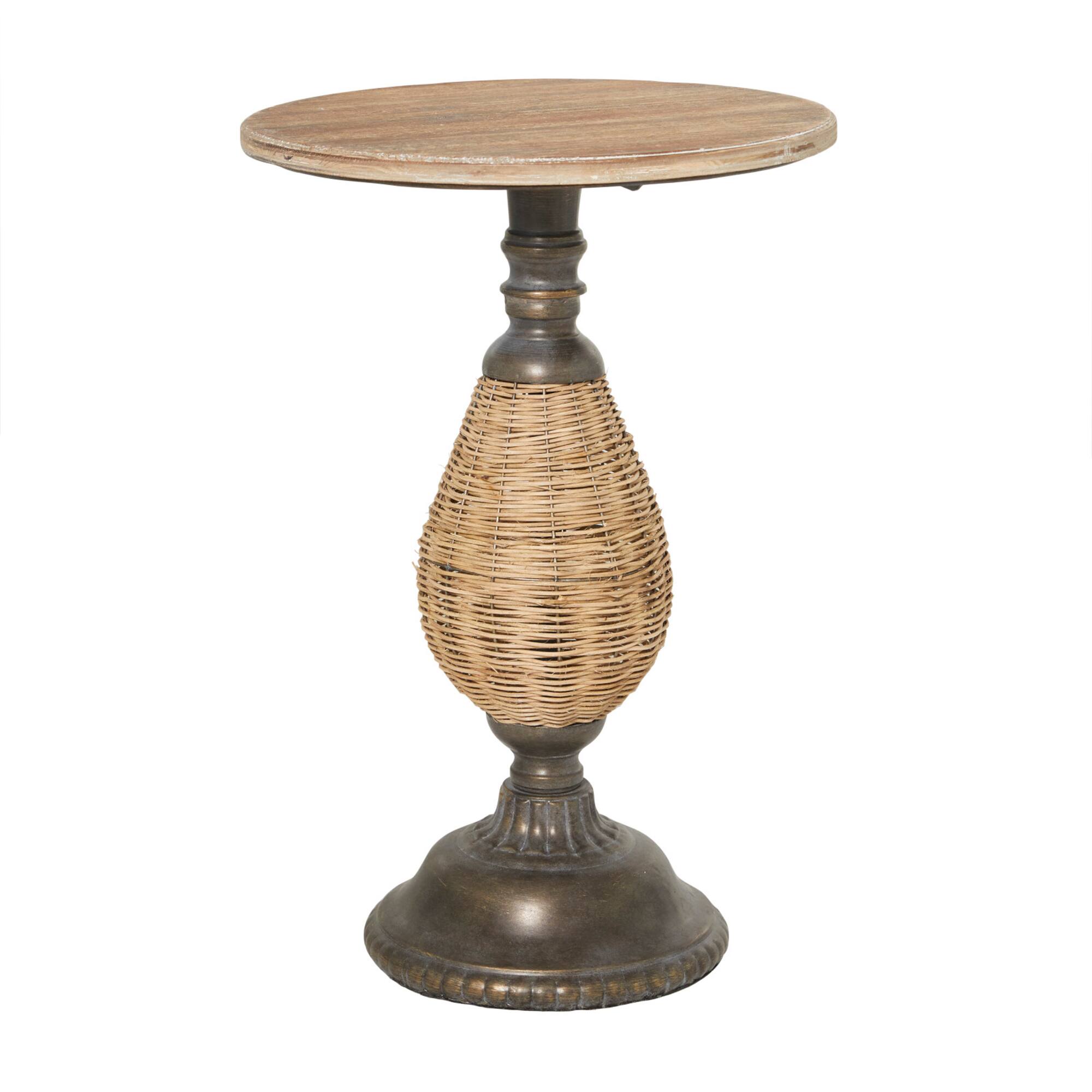 Brown Iron Farmhouse Accent Table, 22" x 15" x 15"
